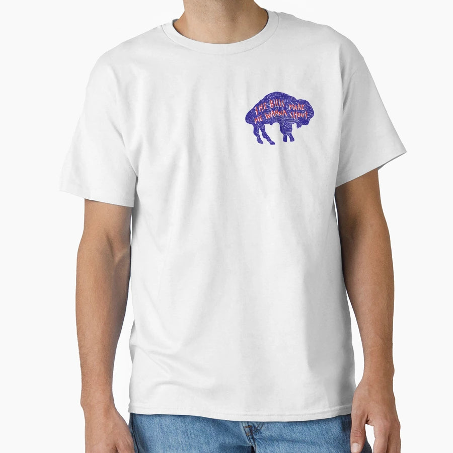 Copy Buffalo Bills Shout Logo Blue T-Shirt - Novelty Apparel for Adults - T-Shirt, Sweatshirt, Hoodie