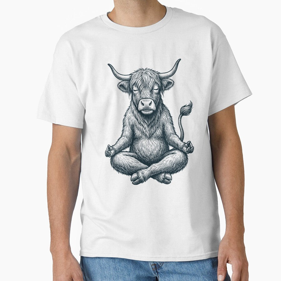 Vintage Highland Cow Yoga Lotus Meditation Lover by - Adult & Kids T-Shirts, Sweatshirts & Hoodies apparel design preview 1
