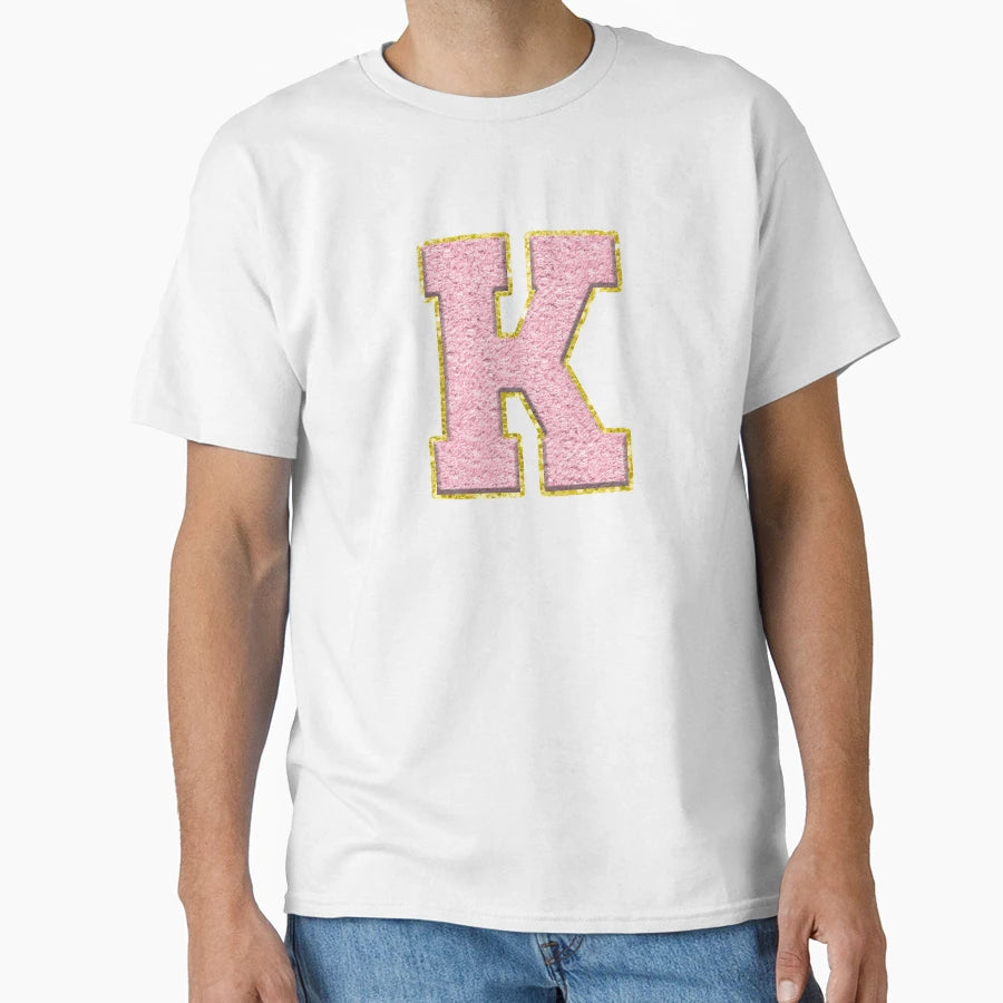 K Preppy Varsity Letter Patch T-Shirt - Custom Art Print Unisex - T-Shirt, Sweatshirt, Hoodie