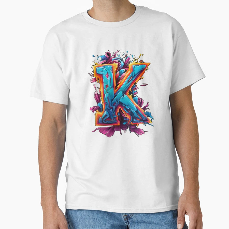 Letter K Detailed Typography T-Shirt - Streetwear Style Men Women - T-Shirt, Sweatshirt, Hoodie