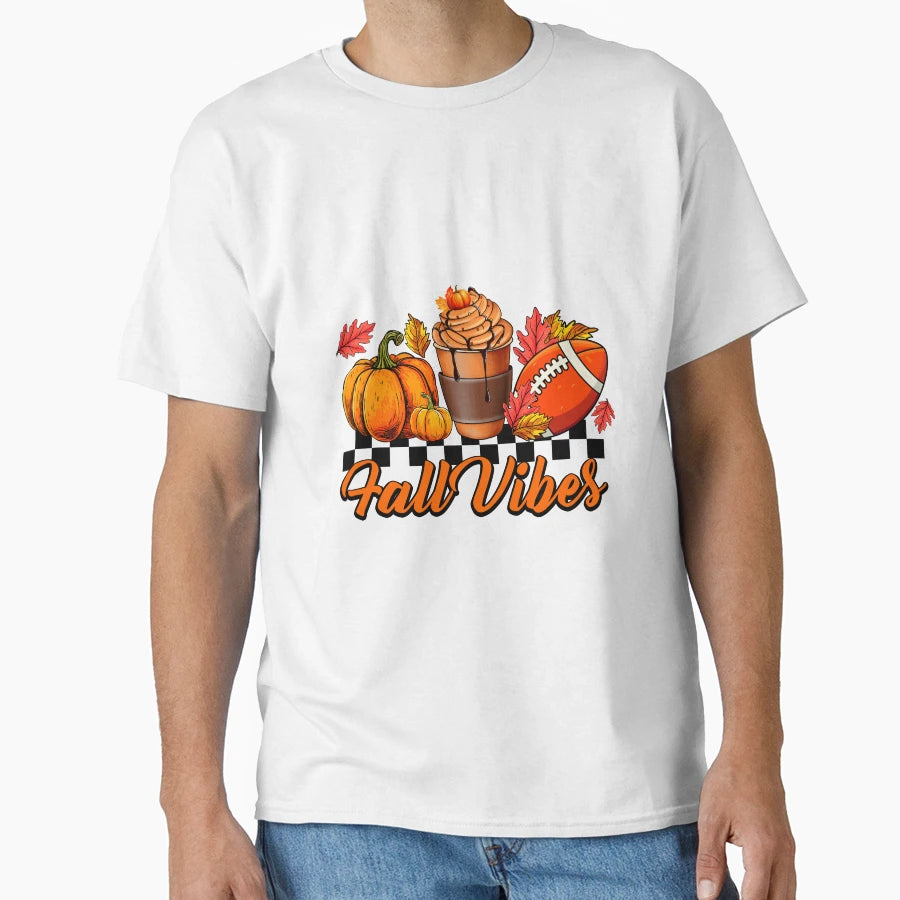 Fall Vibes Football Coffee T-Shirt - Aesthetic Graphic Unisex - T-Shirt, Sweatshirt, Hoodie