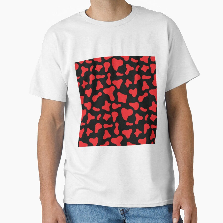 Red Cow Pattern on Black Holstein by Cow-Print-Stuff - Adult & Kids T-Shirts, Sweatshirts & Hoodies apparel design preview 1