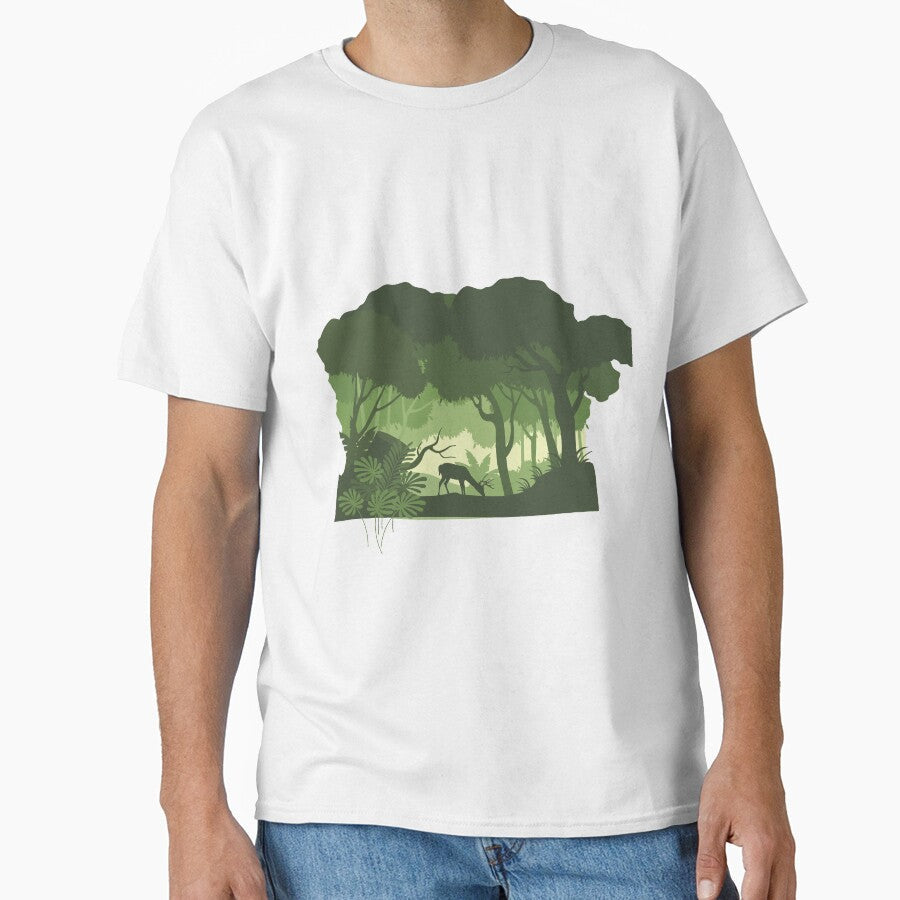 Green Forest and Deer by ajamshed - Adult & Kids T-Shirts, Sweatshirts & Hoodies apparel design preview 1