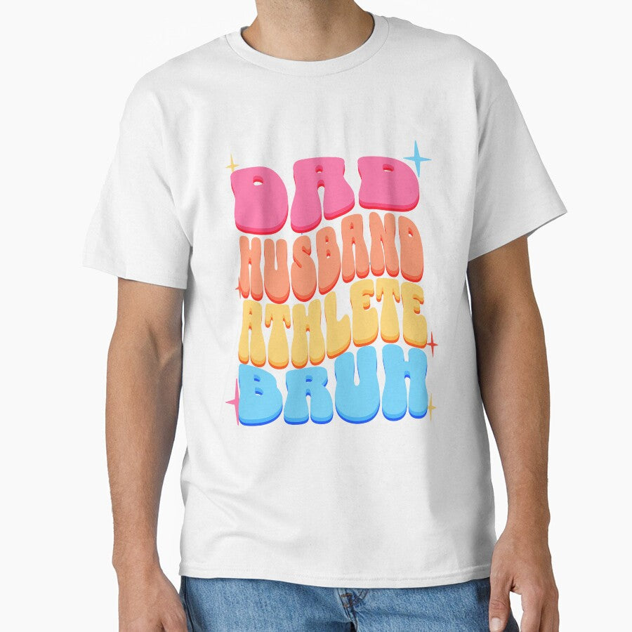 Dad Husband Athlete, Retro Colorful Daddy design by - Adult & Kids T-Shirts, Sweatshirts & Hoodies apparel design preview 1