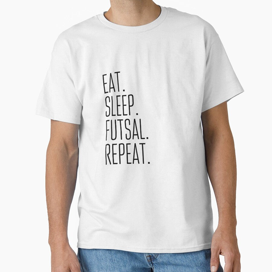 Eat Sleep Futsal Repeat by Amzg-Designs - Adult & Kids T-Shirts, Sweatshirts & Hoodies apparel design preview 1