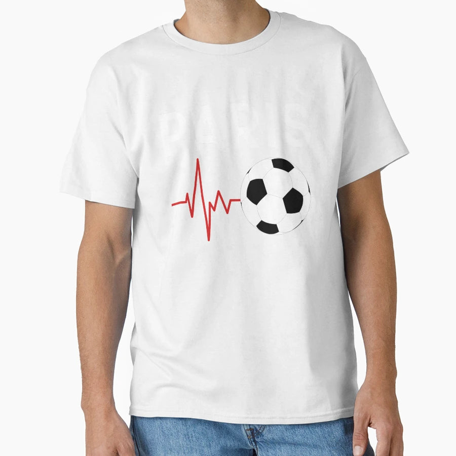 Paris Football Love Heart Beat Ekg T-Shirt - Minimalist Print Men Women - T-Shirt, Sweatshirt, Hoodie