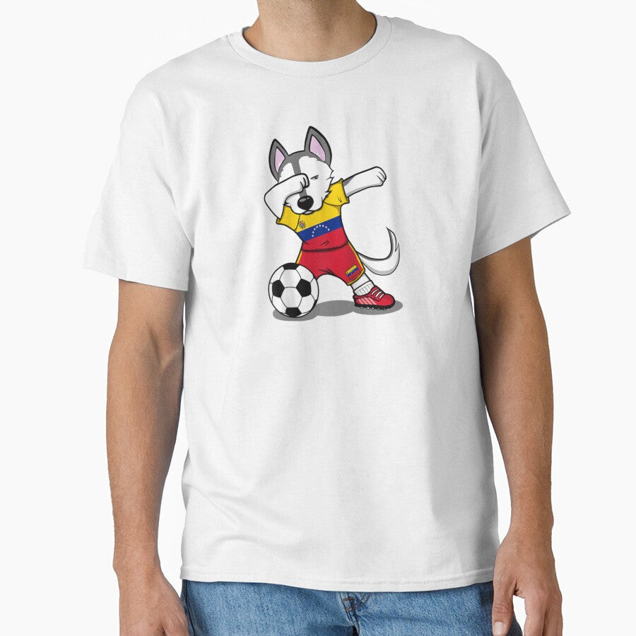 Dabbing Husky Dog Venezuela Football Venezuelan Flag - Adult & Kids T-Shirts, Sweatshirts & Hoodies apparel design preview 1