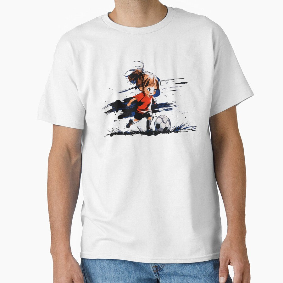 Chibi Girl Soccer Player by ClubVacay - Adult & Kids T-Shirts, Sweatshirts & Hoodies apparel design preview 1