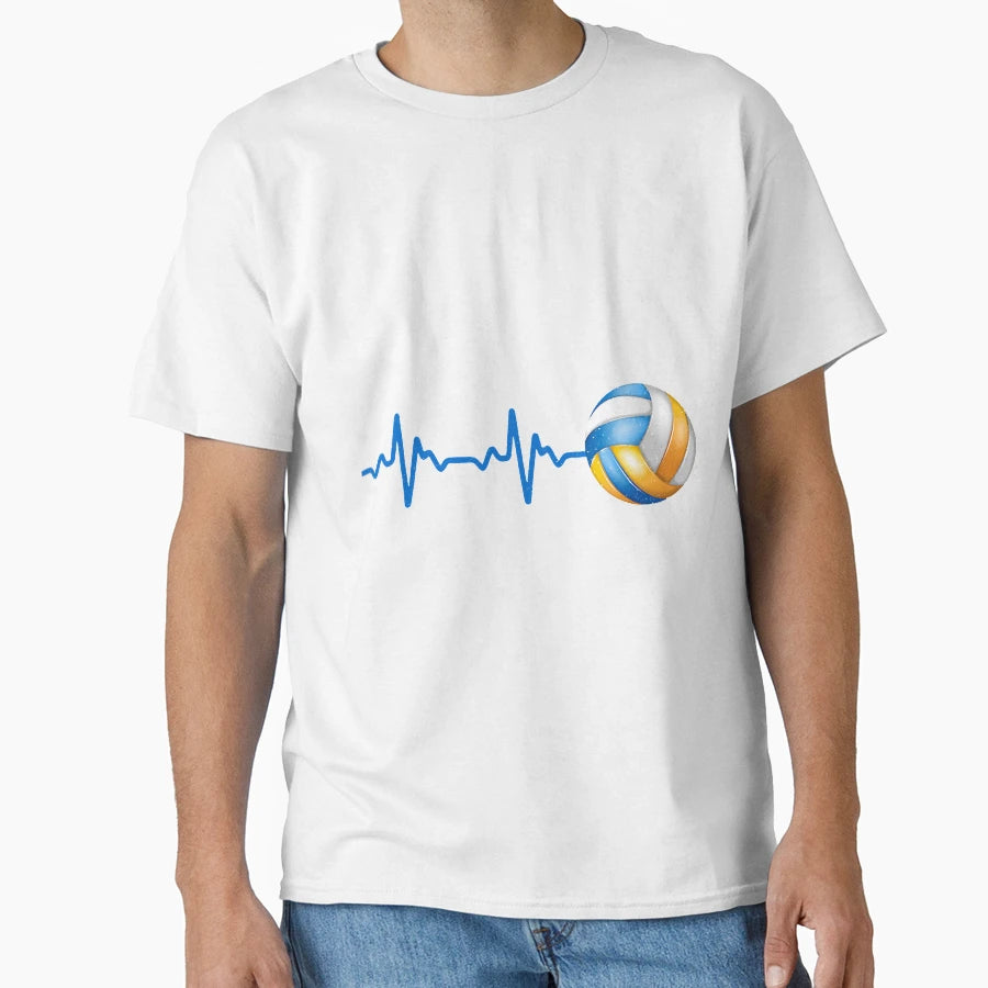 Volleyball Lover Heartbeat T-Shirt - Aesthetic Graphic for Adults - T-Shirt, Sweatshirt, Hoodie
