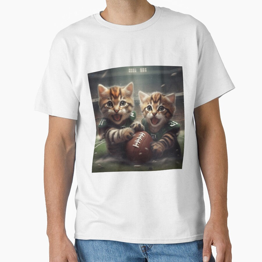 Brother Cats Are Playing Football by BDMeow - Adult & Kids T-Shirts, Sweatshirts & Hoodies apparel design preview 1