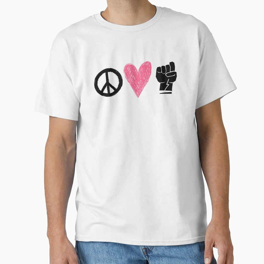 Peace Love Fist T-Shirt - Aesthetic Graphic Men Women - T-Shirt, Sweatshirt, Hoodie