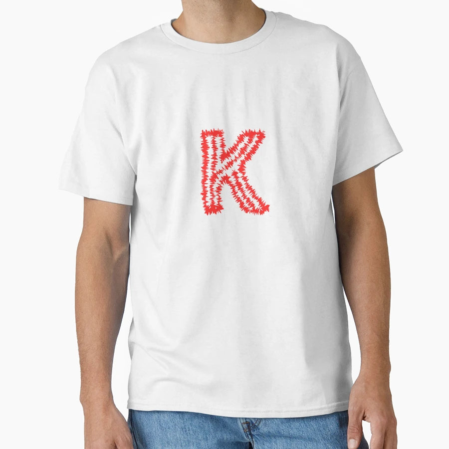 Letter K Red Static Glitch Art T-Shirt - Custom Art Print Men Women - T-Shirt, Sweatshirt, Hoodie