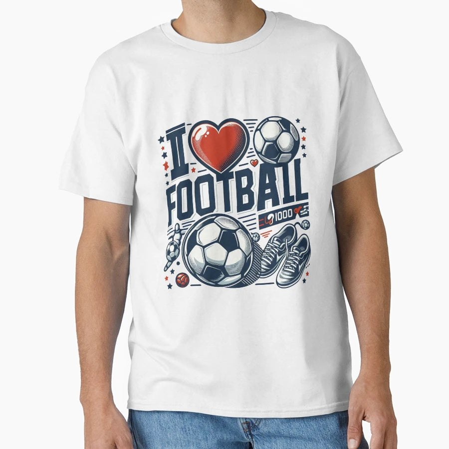I Love Football T-Shirt - Aesthetic Graphic Unisex - T-Shirt, Sweatshirt, Hoodie