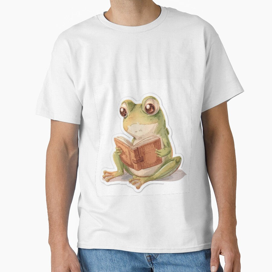 Cute Frog Reading a Book by Happy4uuuu - Adult & Kids T-Shirts, Sweatshirts & Hoodies apparel design preview 1