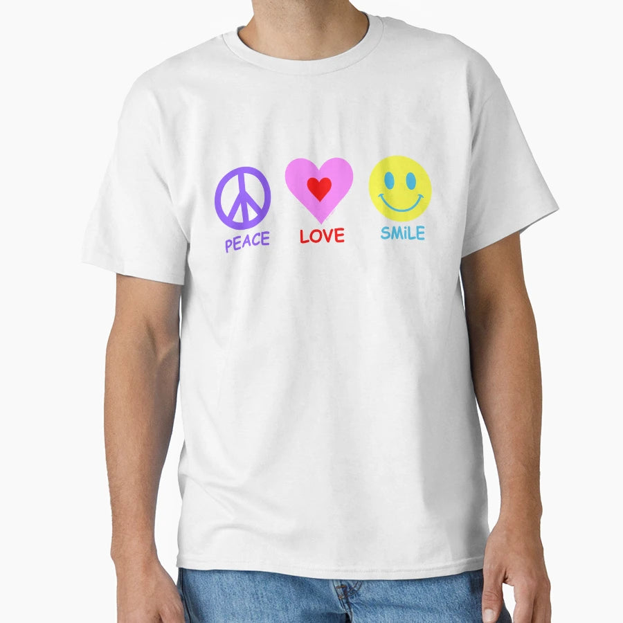 Peace Love Smile T-Shirt - Custom Art Print Men Women - T-Shirt, Sweatshirt, Hoodie