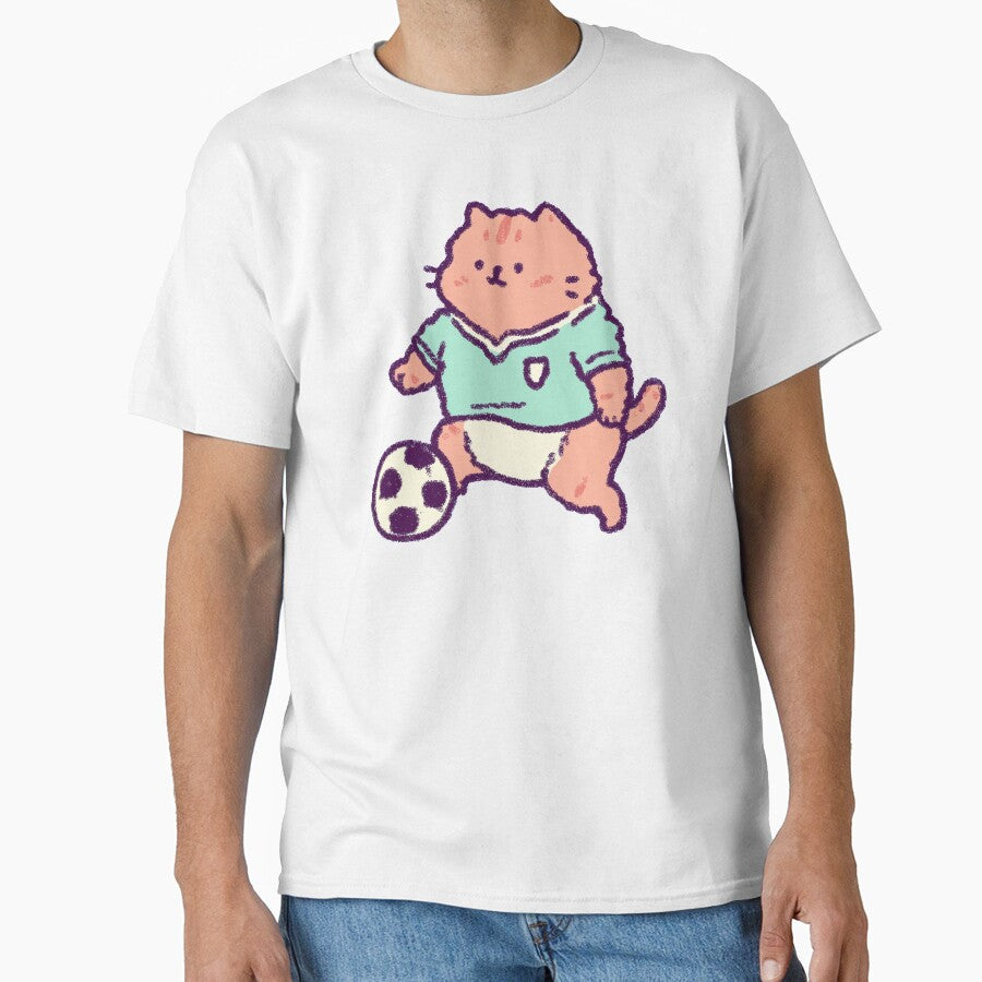Soccer Football Cat, pastel crayon player - Adult & Kids T-Shirts, Sweatshirts & Hoodies apparel design preview 1