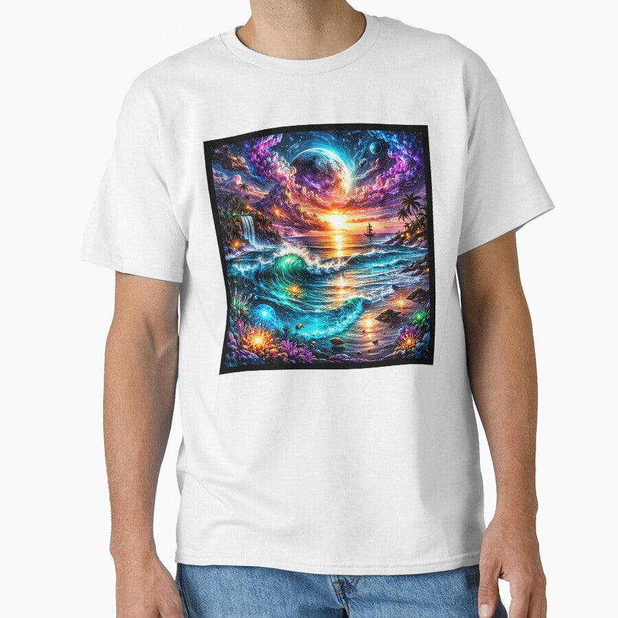 Psychedelic Ocean Cosmic Sea Trippy Waves Surreal - Adult & Kids T-Shirts, Sweatshirts & Hoodies apparel design preview 1
