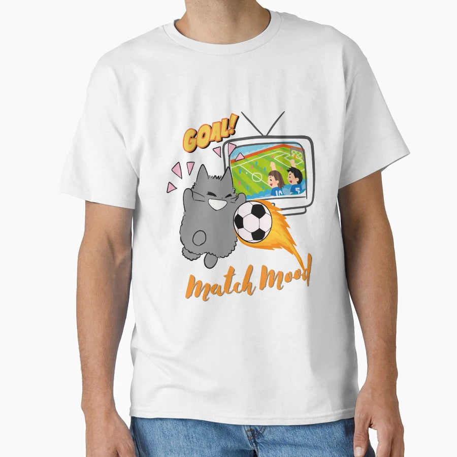 Match Mood Funny Cat And Soccer Goal T-Shirt - Streetwear Style Unisex - T-Shirt, Sweatshirt, Hoodie