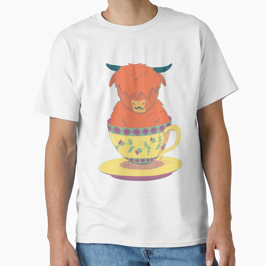 Teacup Highland Cow by kjeppson - Adult & Kids T-Shirts, Sweatshirts & Hoodies apparel design preview 1