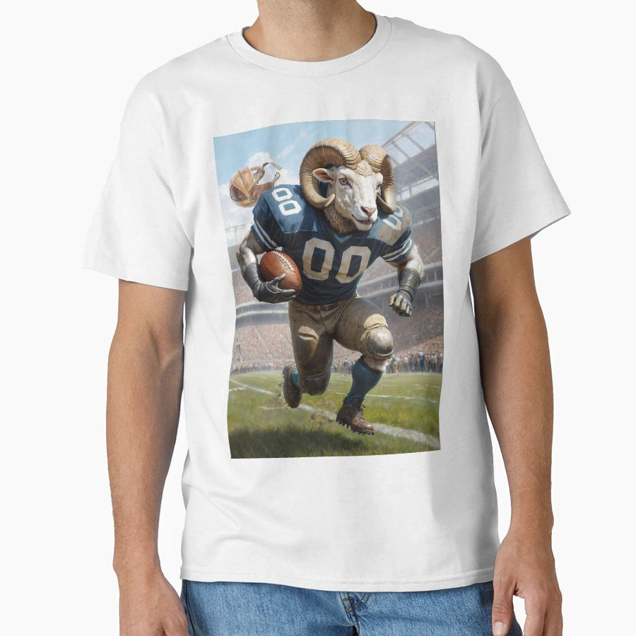 Old School Gridiron Ram Mascot T-Shirt - Casual Everyday Wear for Adults - T-Shirt, Sweatshirt, Hoodie