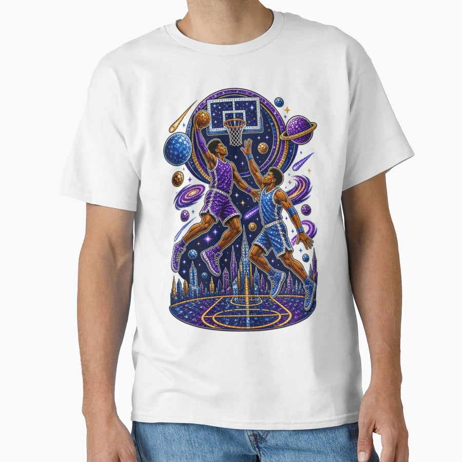 Futuristic Cosmic Galaxy Basketball T-Shirt - Minimalist Print Men Women - T-Shirt, Sweatshirt, Hoodie