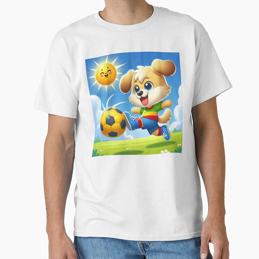 Cute Soccer Dog Cartoon by CuteThingsWorld - Adult & Kids T-Shirts, Sweatshirts & Hoodies apparel design preview 1