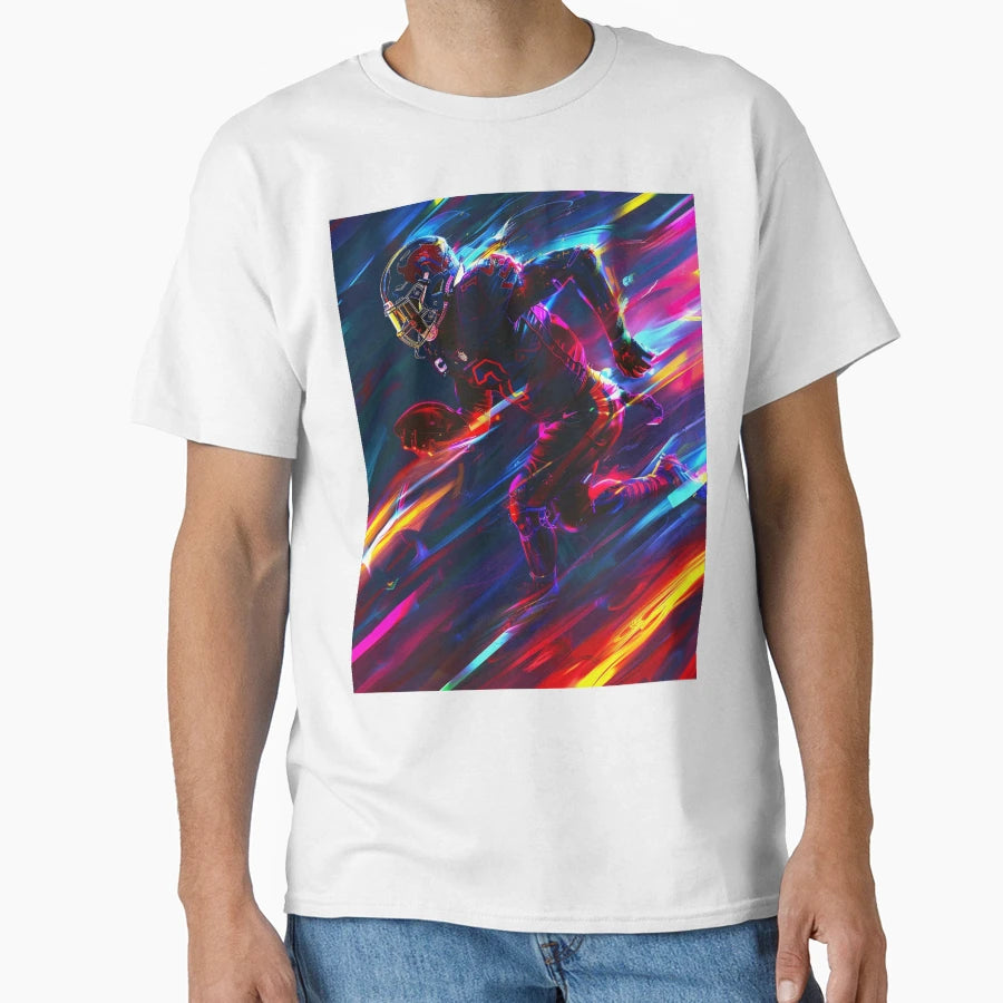 Gridiron Velocity Neon Football Illustration T-Shirt - Graphic Print Unisex - T-Shirt, Sweatshirt, Hoodie