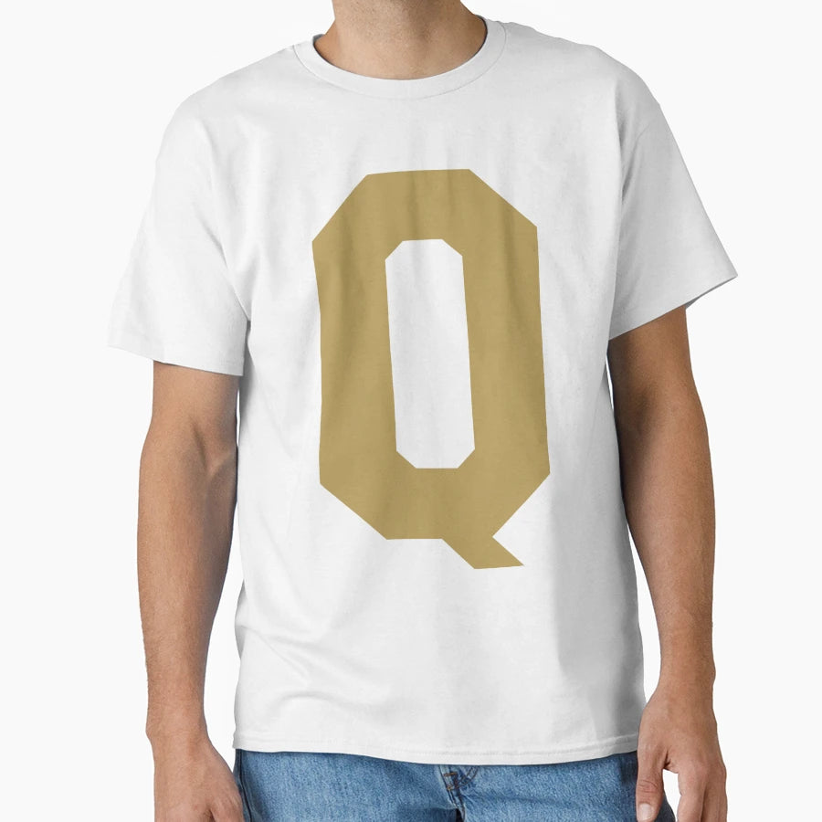 Alphabet Gold Q Sports Letter Q T-Shirt - Custom Art Print for Adults - T-Shirt, Sweatshirt, Hoodie
