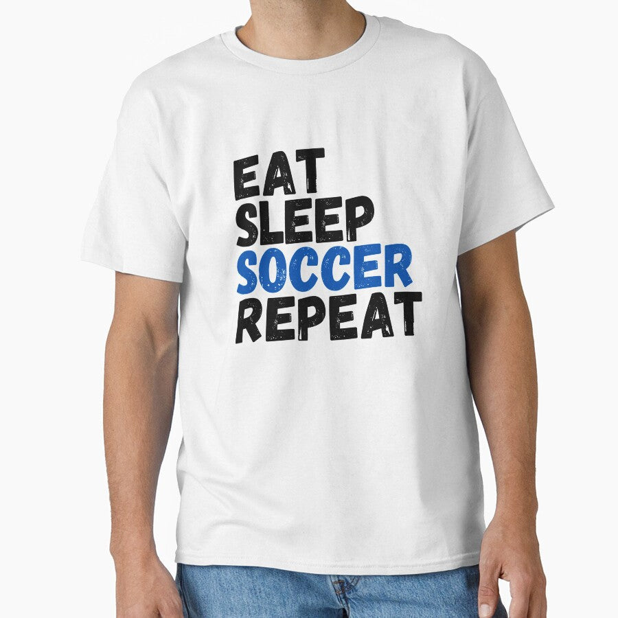 EAT SLEEP SOCCER REPEAT by ijdesigns - Adult & Kids T-Shirts, Sweatshirts & Hoodies apparel design preview 1