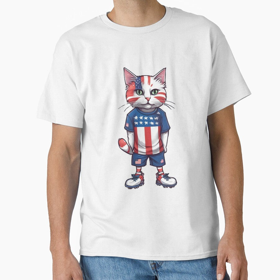 USA Sports Team: a Cat wearing colours of American - Adult & Kids T-Shirts, Sweatshirts & Hoodies apparel design preview 1
