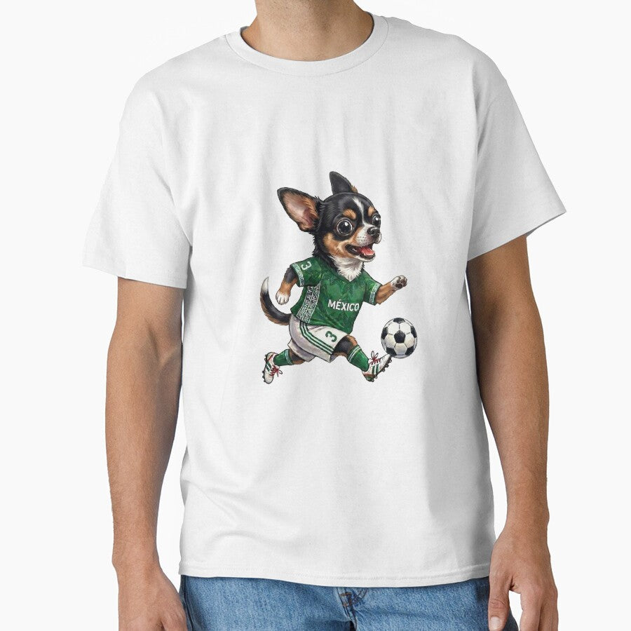 Soccer Chihuahua Mexico black tan by LightPaintress - Adult & Kids T-Shirts, Sweatshirts & Hoodies apparel design preview 1