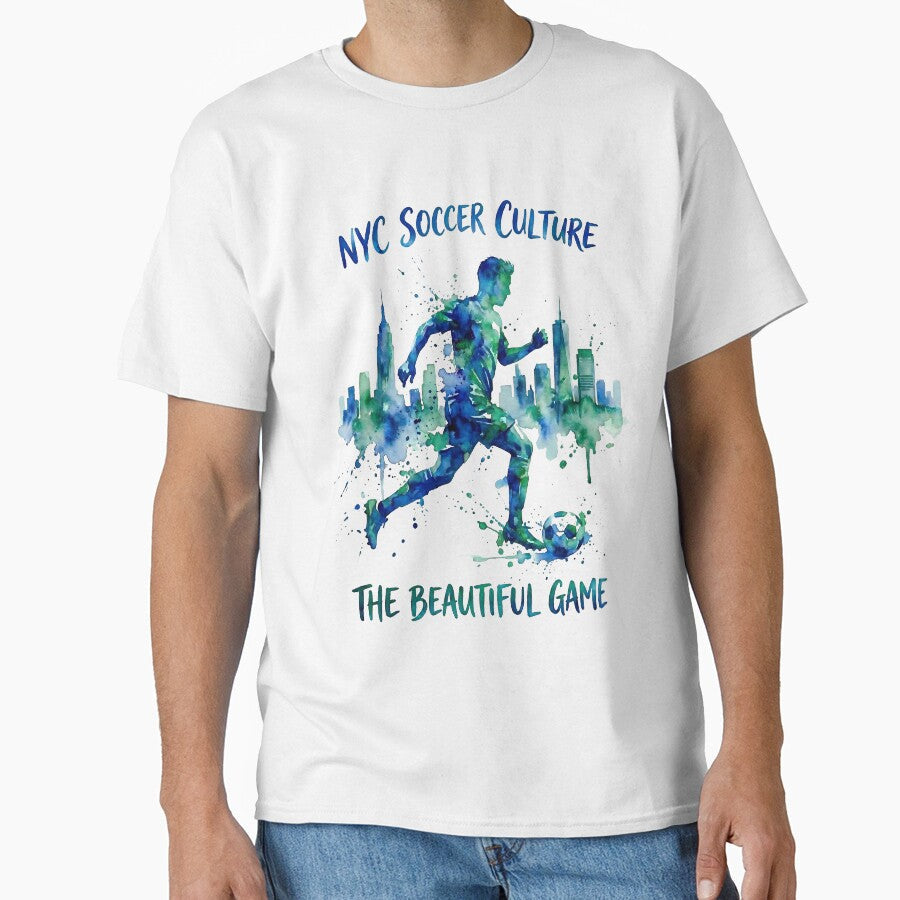 NYC Soccer Culture The Beautiful Game Watercolor Art - Adult & Kids T-Shirts, Sweatshirts & Hoodies apparel design preview 1