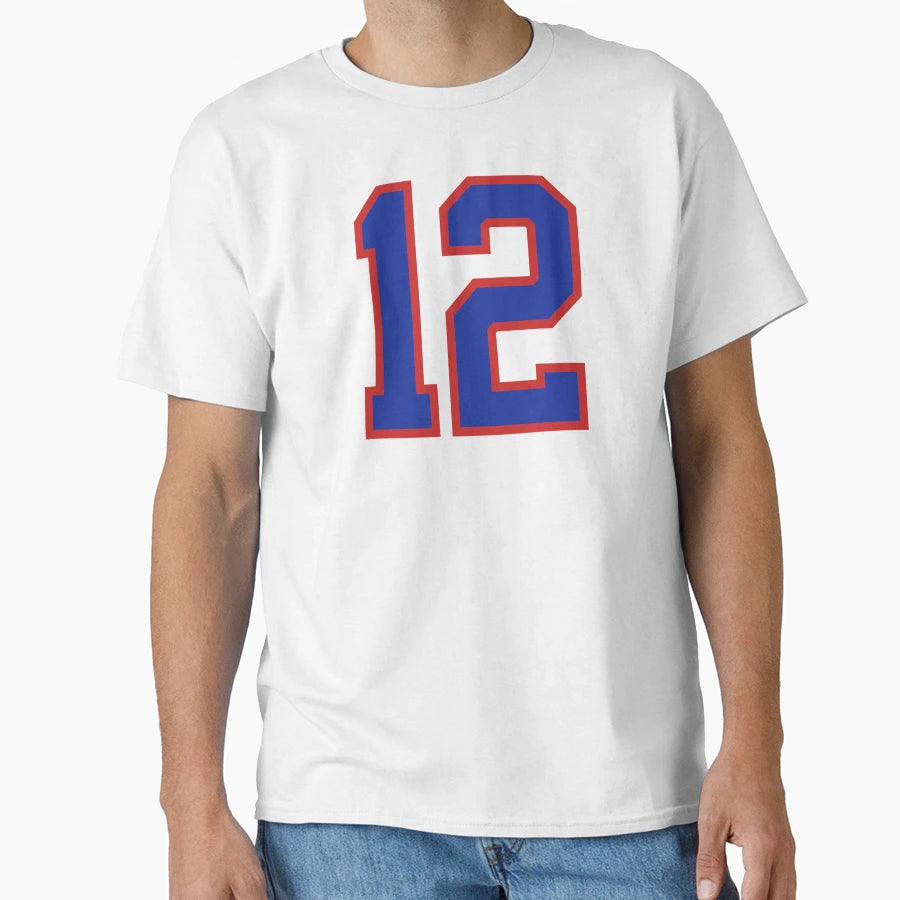 Number 12 Blue Red Sports Jersey T-Shirt - Aesthetic Graphic Men Women - T-Shirt, Sweatshirt, Hoodie