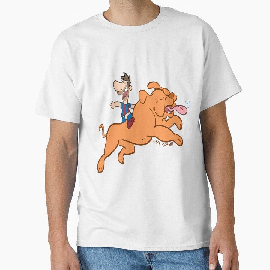 Messi and his dog by Omar Momani - Adult & Kids T-Shirts, Sweatshirts & Hoodies apparel design preview 1