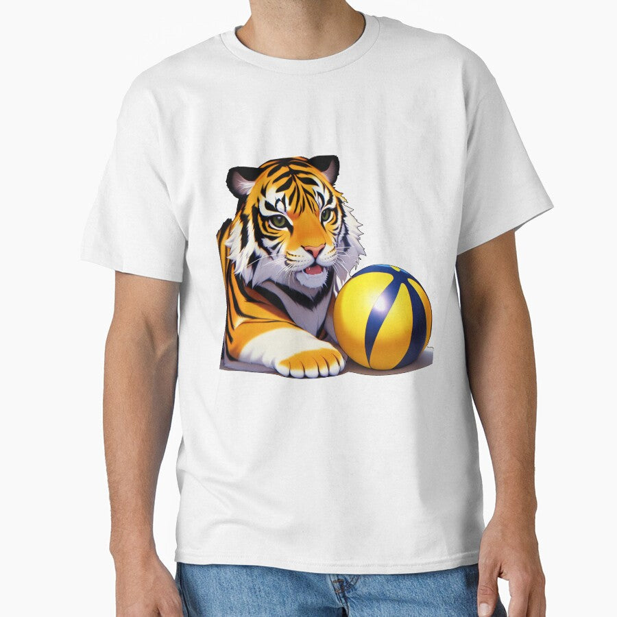 Tiger Holding Ball by BAYFAIRE - Adult & Kids T-Shirts, Sweatshirts & Hoodies apparel design preview 1
