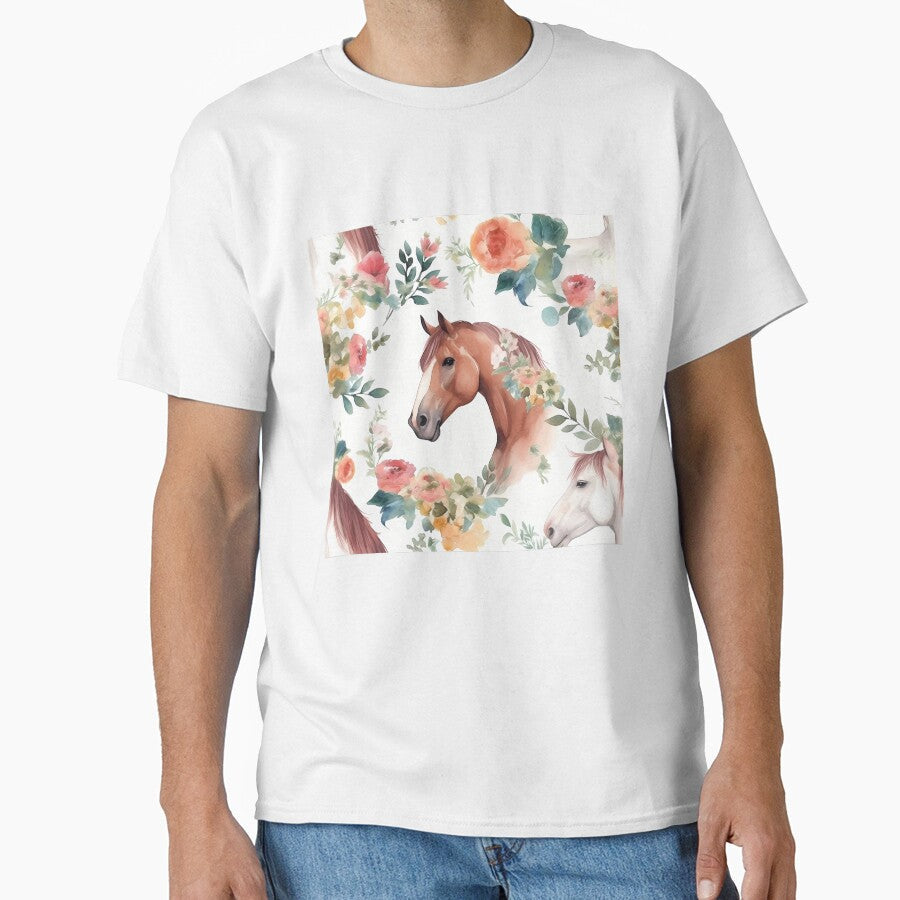 Lovely Horse with roses by EquestrianImperium - Adult & Kids T-Shirts, Sweatshirts & Hoodies apparel design preview 1