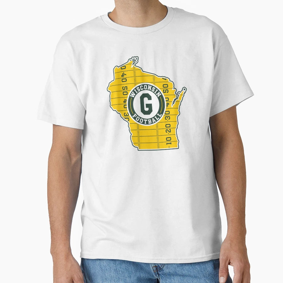Map Wisconsin State Football T-Shirt - Unique Graphic for Adults - T-Shirt, Sweatshirt, Hoodie