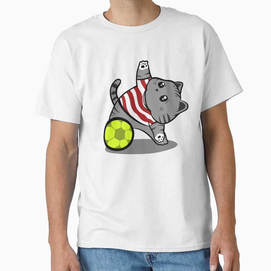 World Cup Cat Cute grey Kitten Illustration with - Adult & Kids T-Shirts, Sweatshirts & Hoodies apparel design preview 1