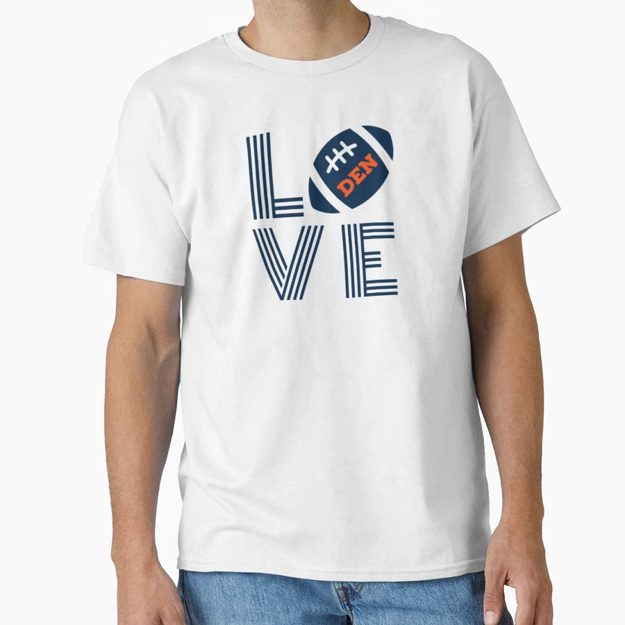 Denver Love Football Den Broncos T-Shirt - Custom Art Print Unisex - T-Shirt, Sweatshirt, Hoodie
