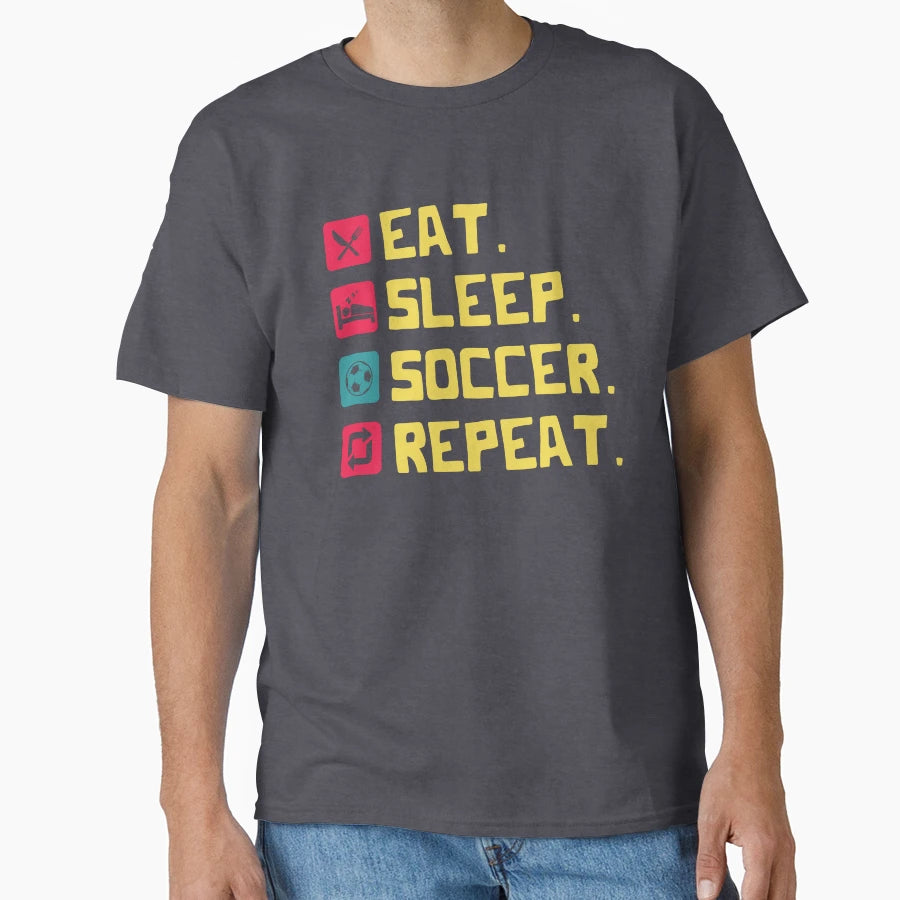 Eat Sleep Soccer Repeat Icons And T-Shirt - Custom Art Print for Adults - T-Shirt, Sweatshirt, Hoodie