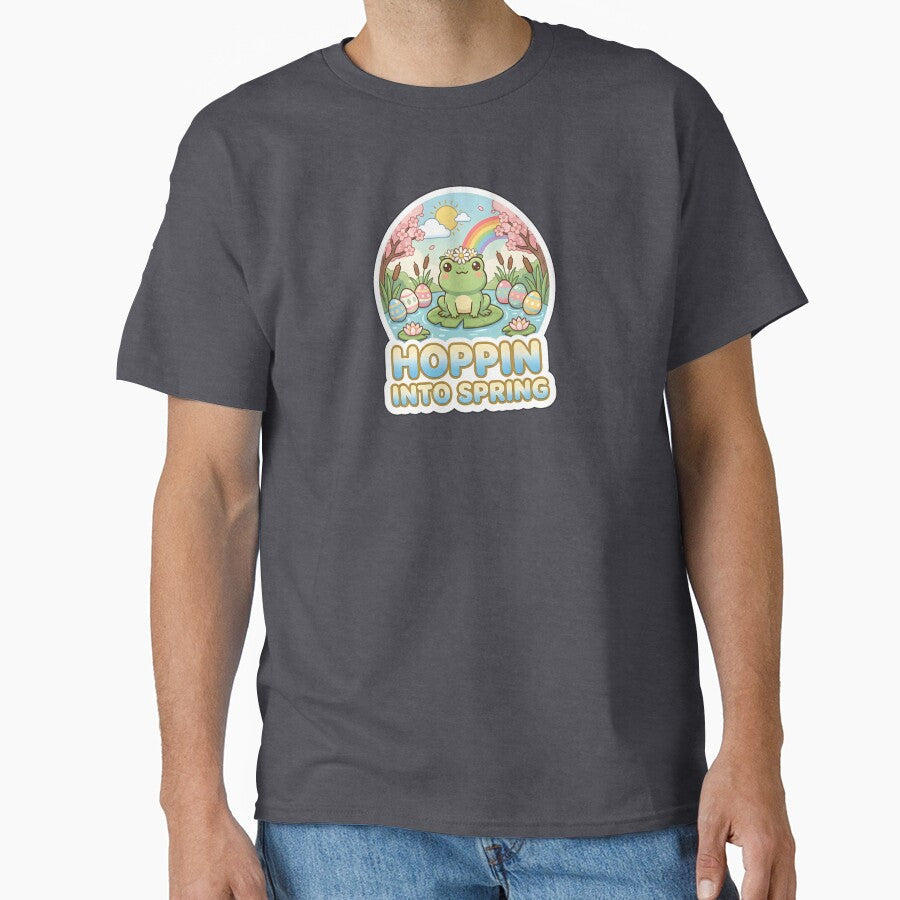 Easter Frog Sticker Hoppin Into Spring Cute Pastel - Adult & Kids T-Shirts, Sweatshirts & Hoodies apparel design preview 1