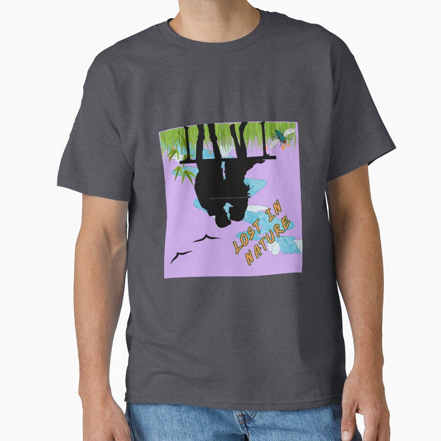 Lost in Nature Peaceful Reflection Silhouette Art - Adult & Kids T-Shirts, Sweatshirts & Hoodies apparel design preview 1