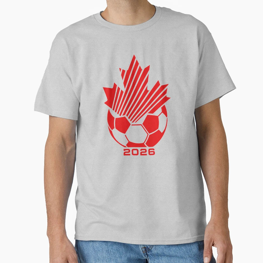 Red Maple Leaf Soccer 2026 Emblem T-Shirt - Graphic Print for Adults - T-Shirt, Sweatshirt, Hoodie