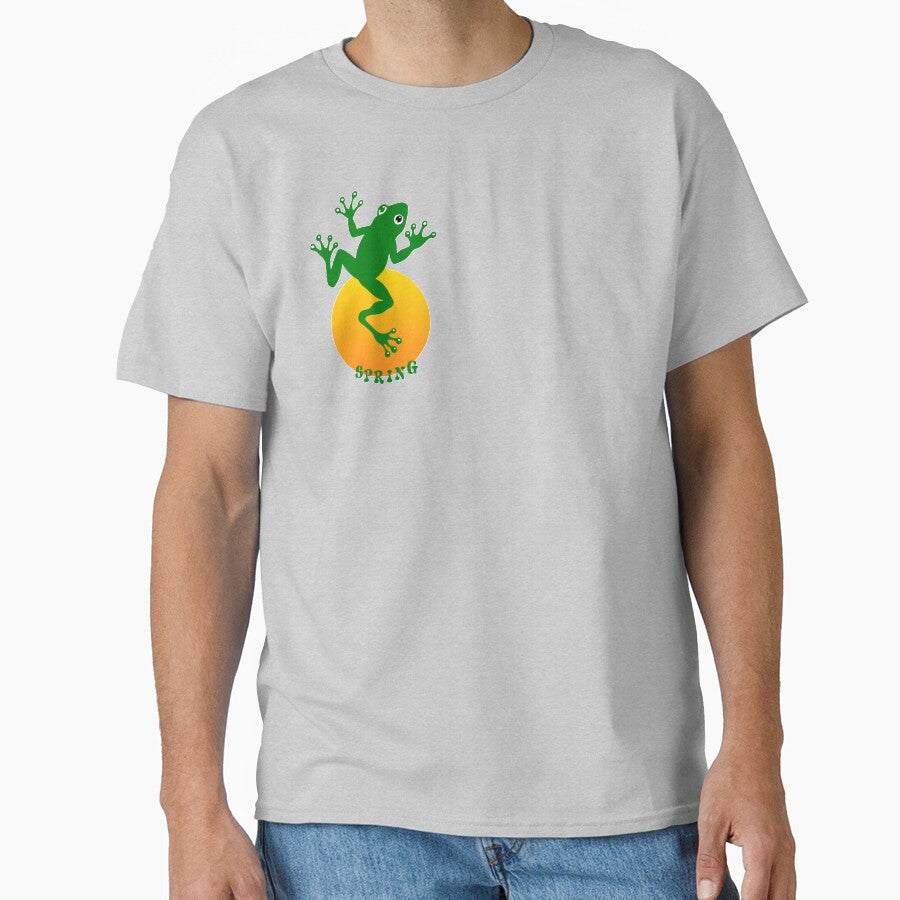 Spring Leap: Vibrant Frog Illustration with Sunset - Adult & Kids T-Shirts, Sweatshirts & Hoodies apparel design preview 1