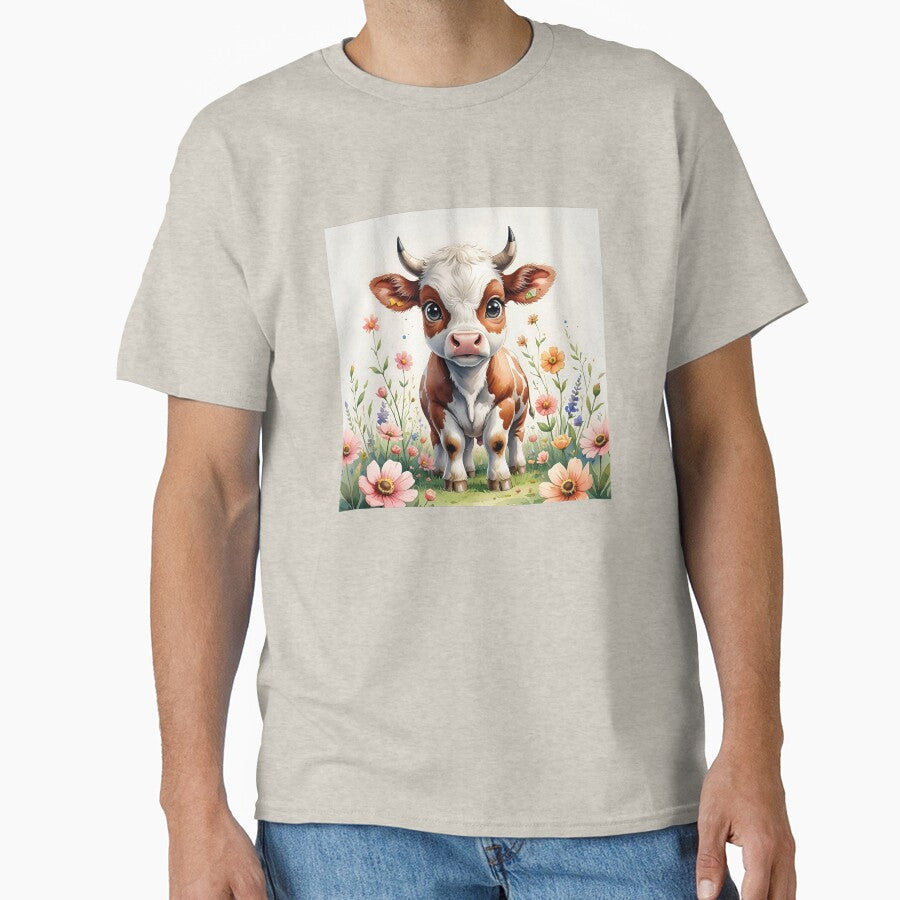 A BABY COW IN THE MEADOWS by infinitearte - Adult & Kids T-Shirts, Sweatshirts & Hoodies apparel design preview 1