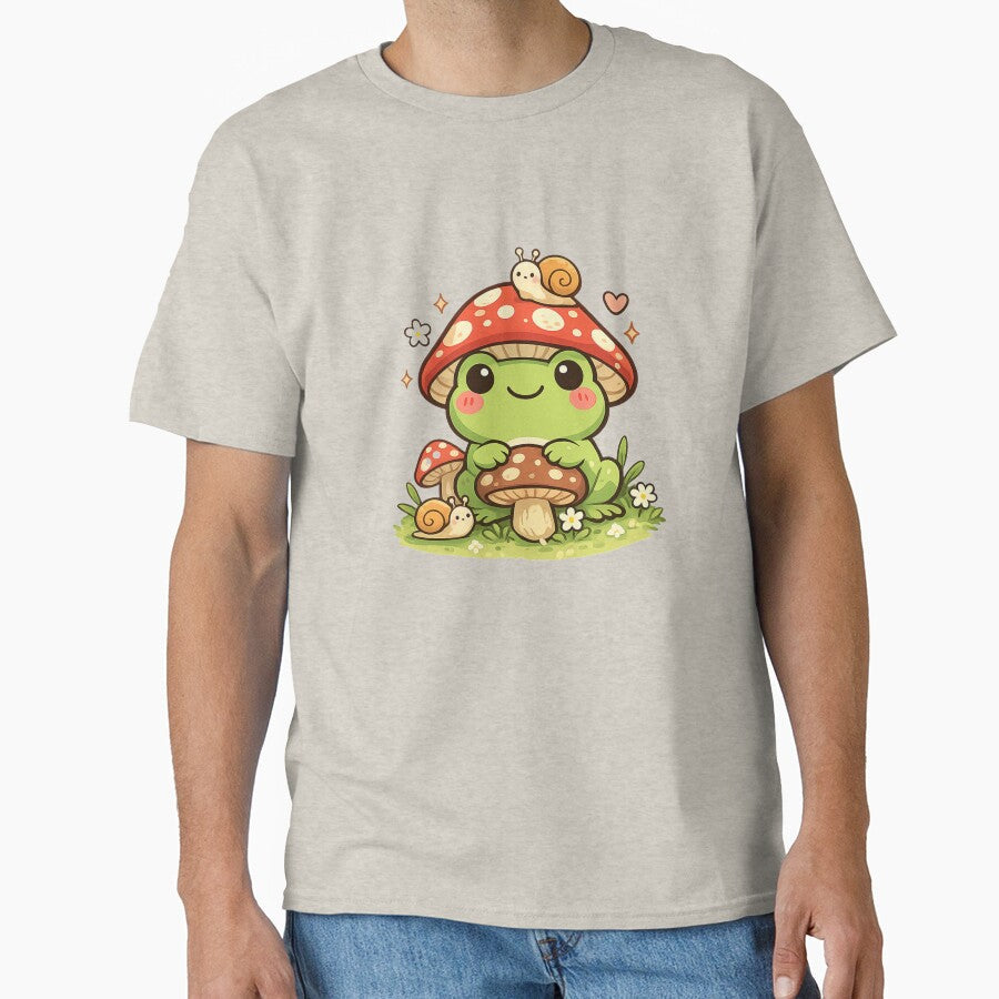 Frog under a mushroom hat with his snail friends by - Adult & Kids T-Shirts, Sweatshirts & Hoodies apparel design preview 1