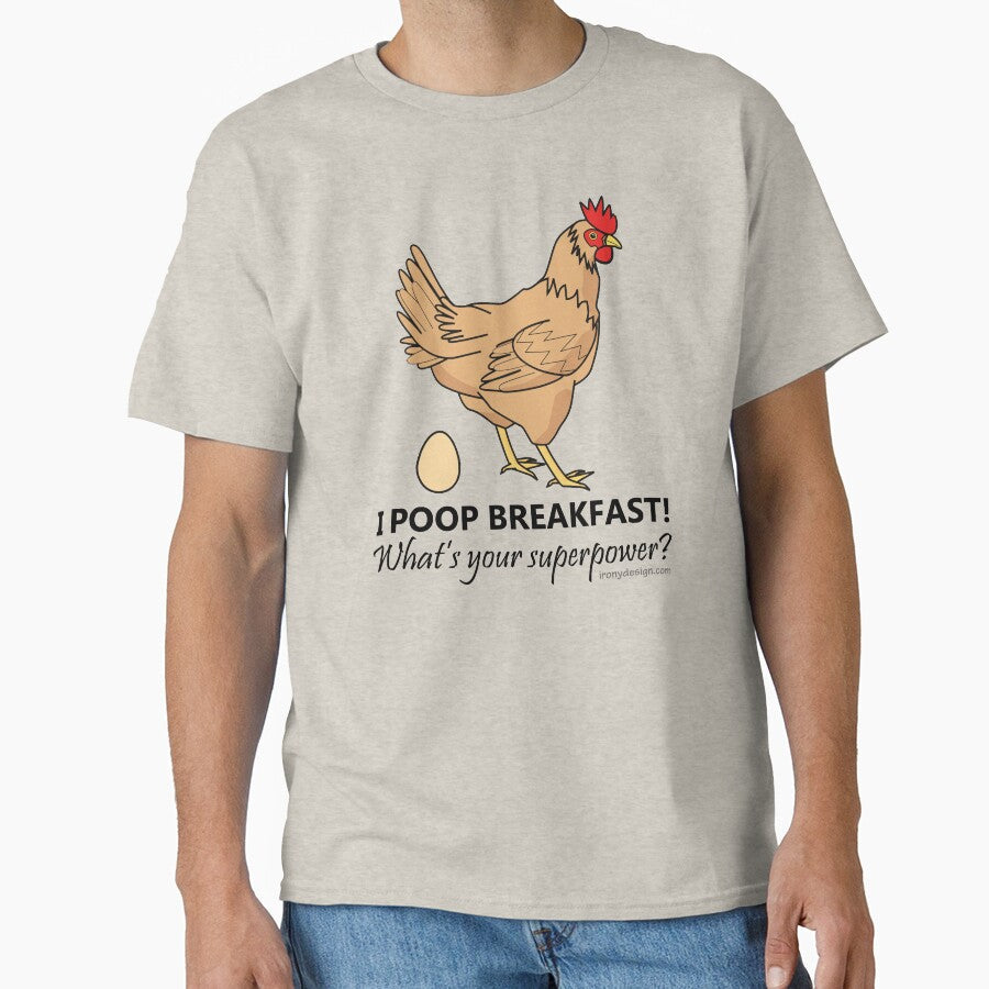 Chicken Poops Breakfast Funny Design by ironydesigns - Adult & Kids T-Shirts, Sweatshirts & Hoodies apparel design preview 1