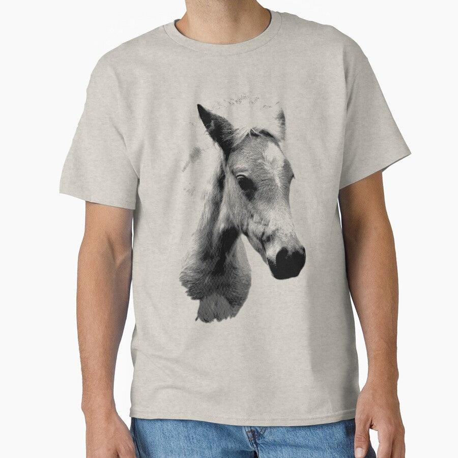 Horse Face and Head. Digital Farm Animal Engraving - Adult & Kids T-Shirts, Sweatshirts & Hoodies apparel design preview 1