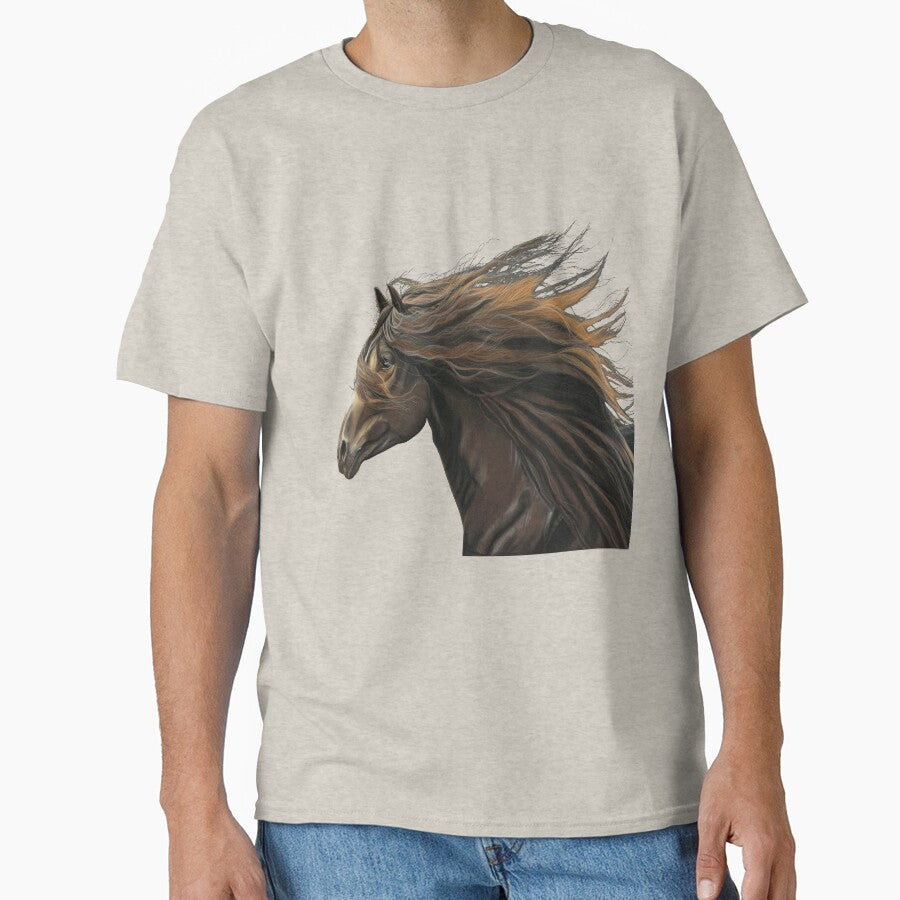 Beautiful Horse art grey background Equestrian lover - Adult & Kids T-Shirts, Sweatshirts & Hoodies apparel design preview 1