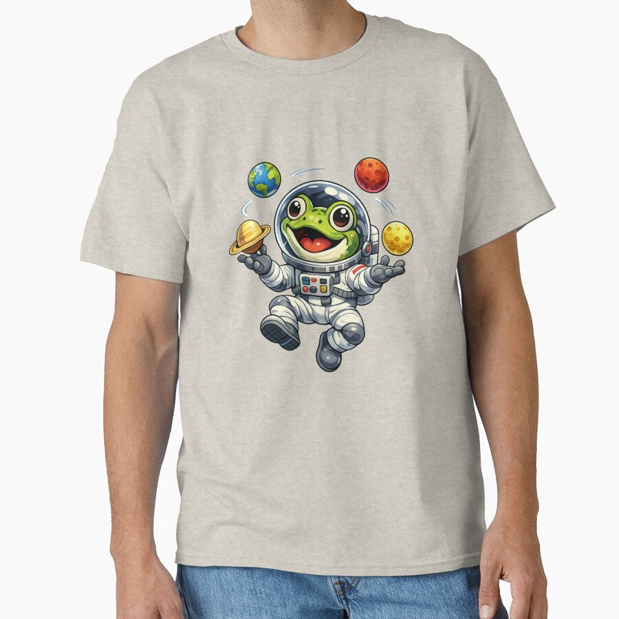 Frog the astronaut juggling planets by FroggyOnly - Adult & Kids T-Shirts, Sweatshirts & Hoodies apparel design preview 1
